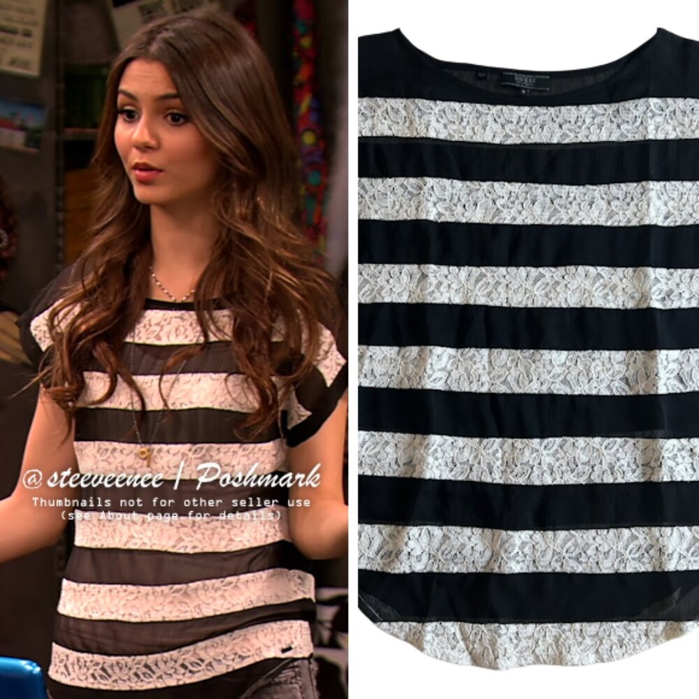 Guess Striped Lace Top ASO Tori Vega